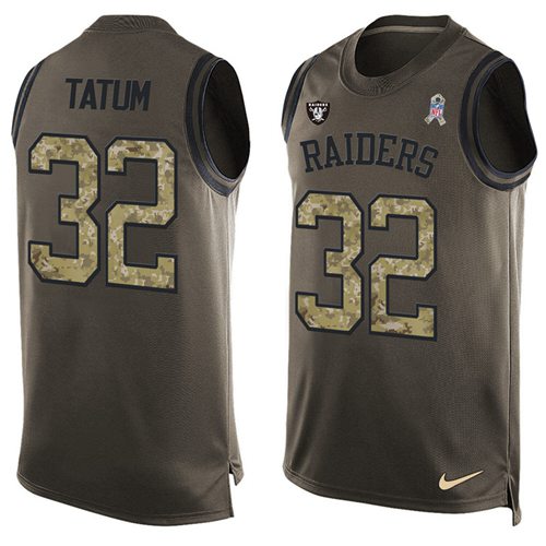 Nike Raiders #32 Jack Tatum Green Men's Stitched NFL Limited Salute To Service Tank Top Jersey